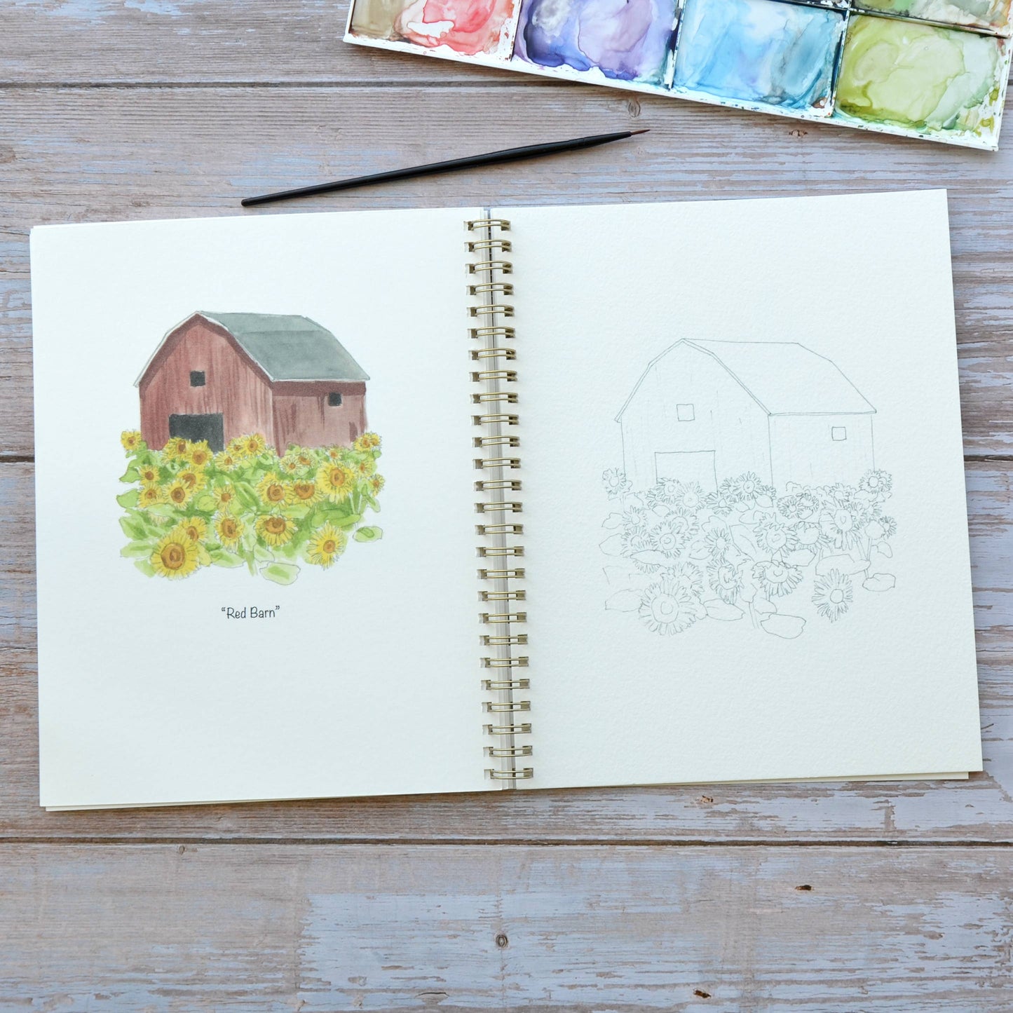LKA Fine Art - Watercolor workbook, Sunflower Watercoloring book