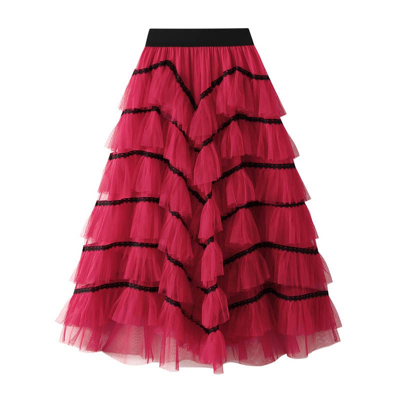 PEACH ACCESSORIES - SK114 Frilly Layer Skirts: Brown