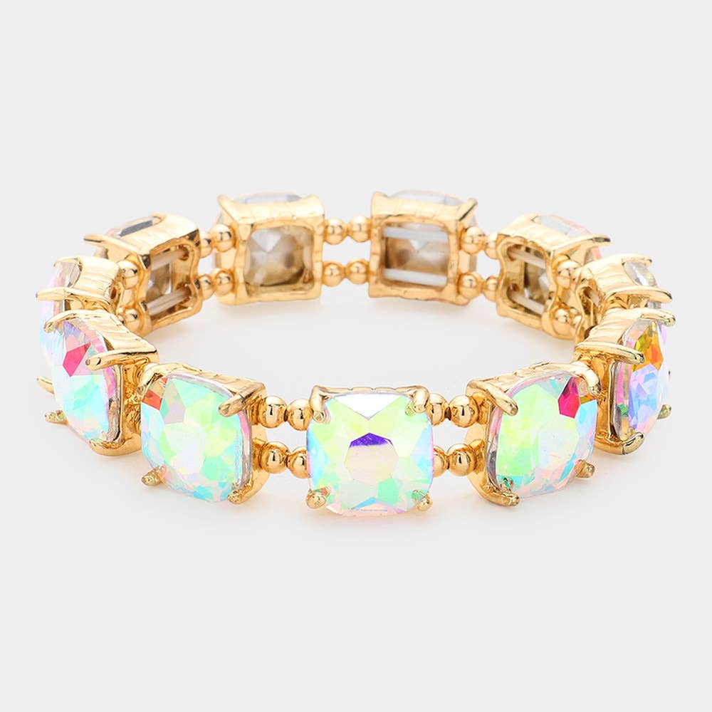 Sensibling Corp. - Cushion Square Stone Stretch Evening Bracelet: GCL