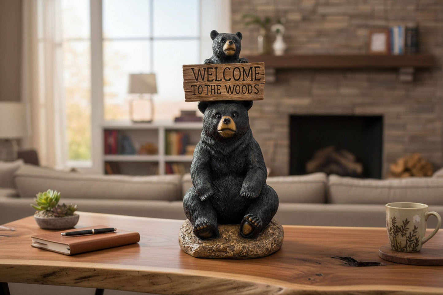 De Leon Collections - FOREST TOTEM COMPANIONS BEAR CREEK WELCOME, 6.25"X6"X11.75"