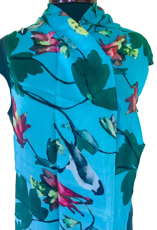 NINA J - Flowers and Feathers - Columbine Chickadees