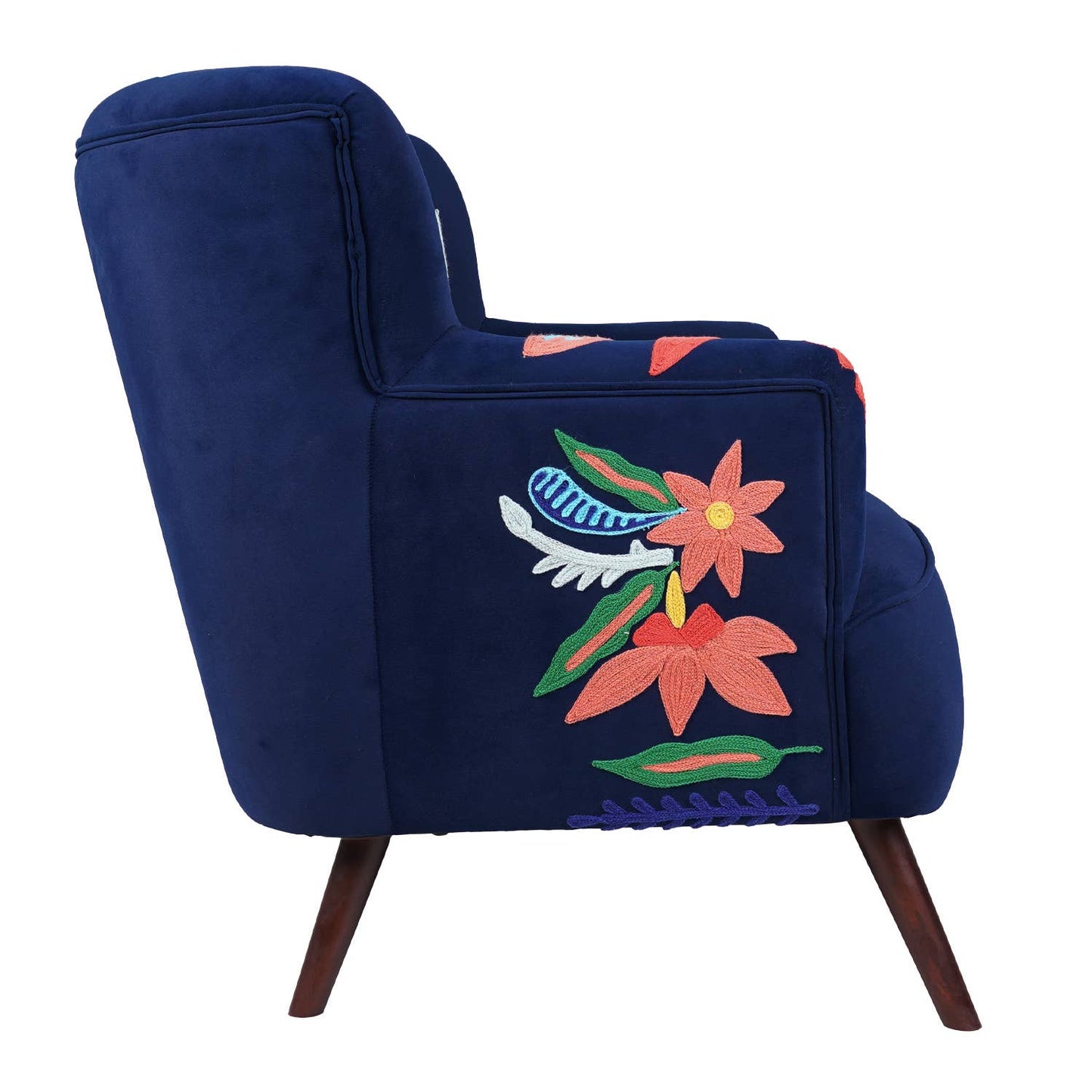 LR Home - Embroidered Velvet Floral Indoor Accent Chair