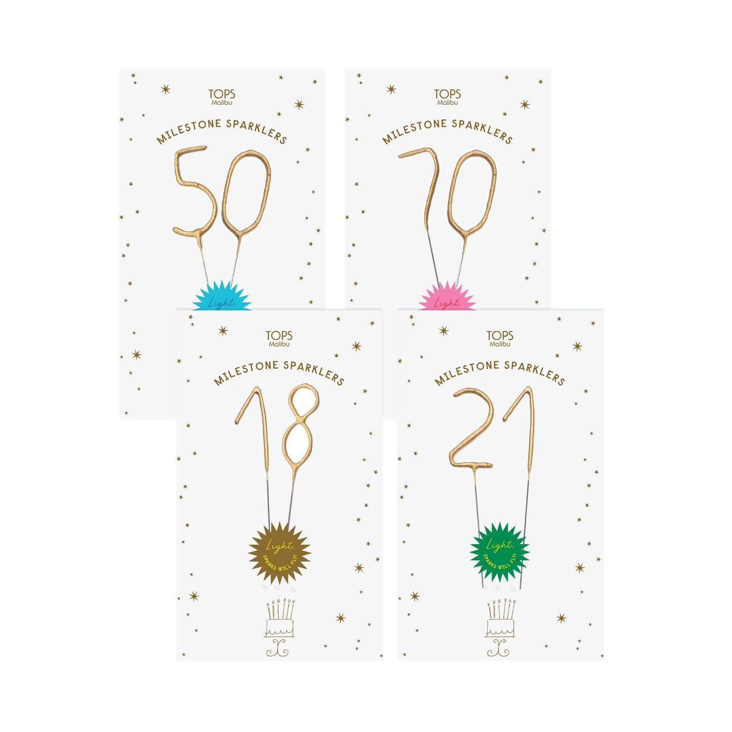 TOPS Malibu - Mini 4" Gold Milestone Number Sparkler Wands - Custom Option: Milestone Sparkler - 21