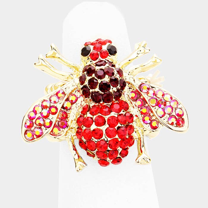 Sensibling Corp. - Crystal Honey Bee Stretch Ring: AB,Clear
