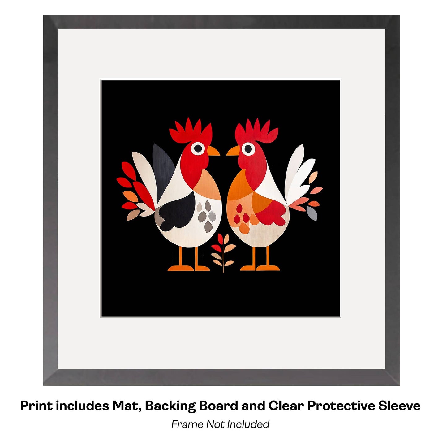 Mowbi - Folk Art Twin Fairies - Fairy Folk Art Prints – 8″x10″ Artwork in 11″x14″ Mat