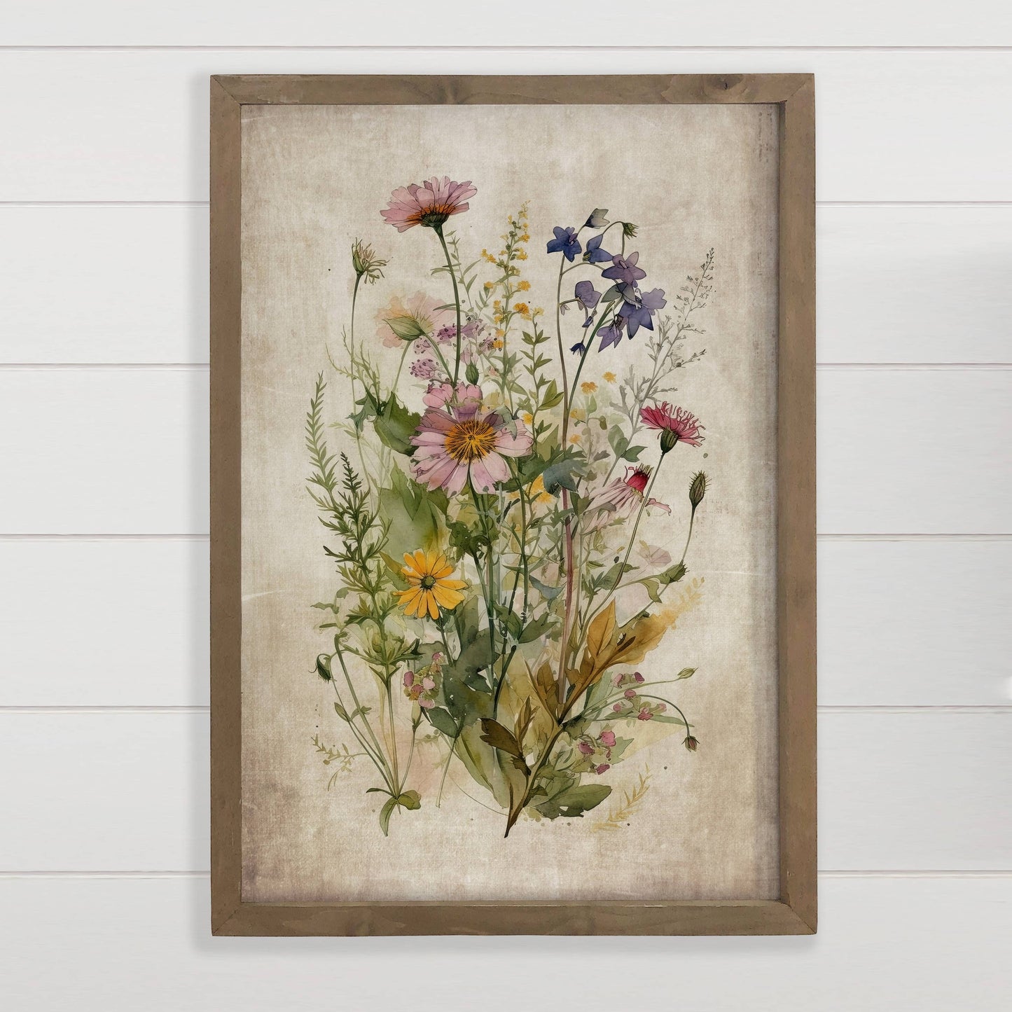 Hangout Home - Gathered Wildflowers - Framed Flower Canvas Art - Farmhouse: 24x36" Extra Large Canvas Art with Thick Wood Frame