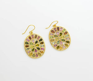 Schmuckoo Berlin - Multi Color Tourmaline Gold Earring Silver 925