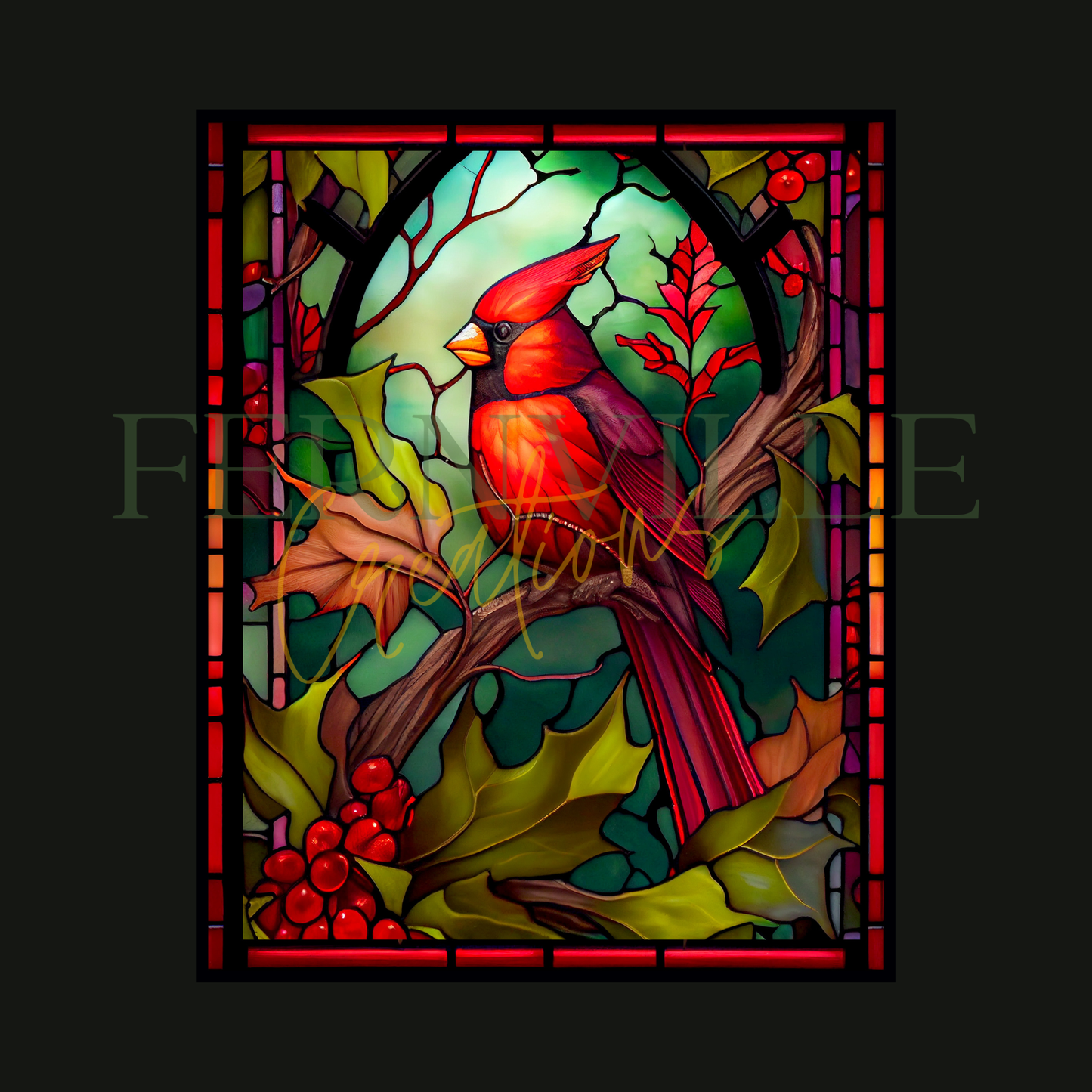 Fernville Creations - Cardinal Tempered Glass Cutting Board, Charcuterie Board: 11 X 15 - Inch