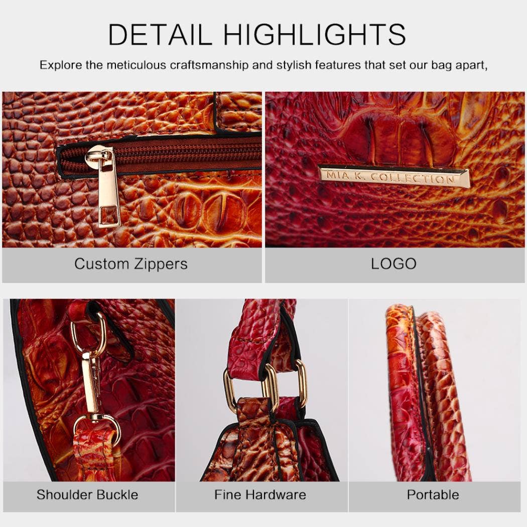 MKF Collection - MKF Ava Gradient Rainbow Faux Crocodile Embossed Tote Bag: Brown