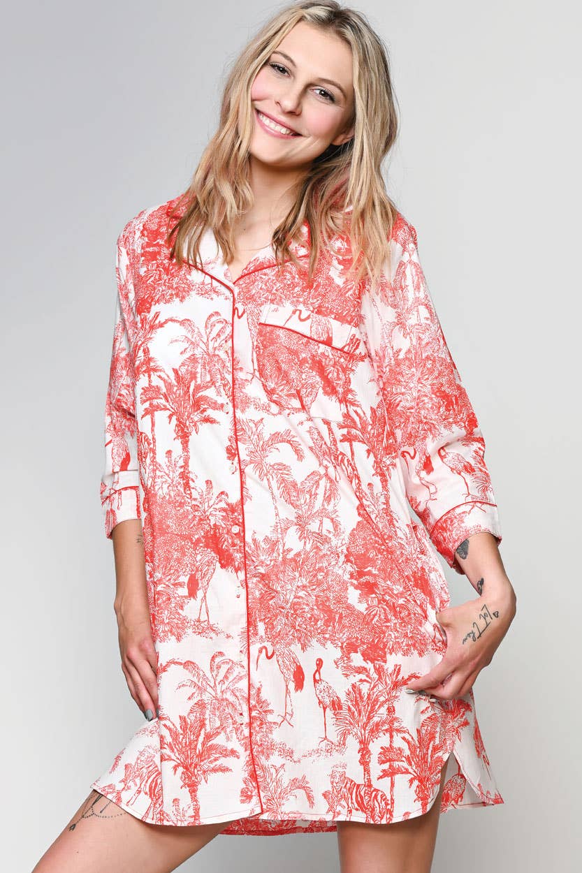 Sevya Handmade - Ami Cotton Nightshirt: S/M / Red & White