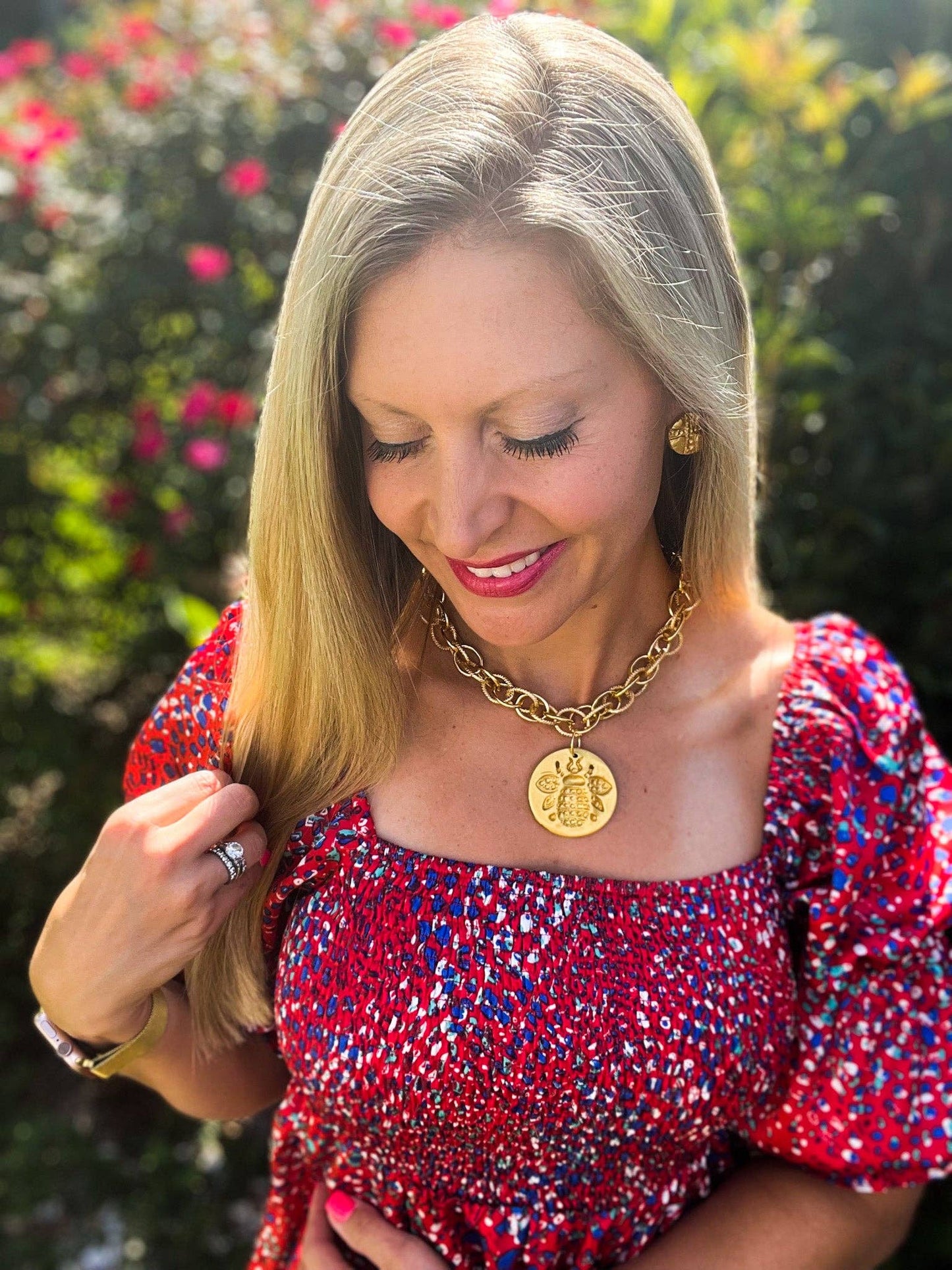 Hidden Truth Jewelry - Gold Chain with Bee Medallion