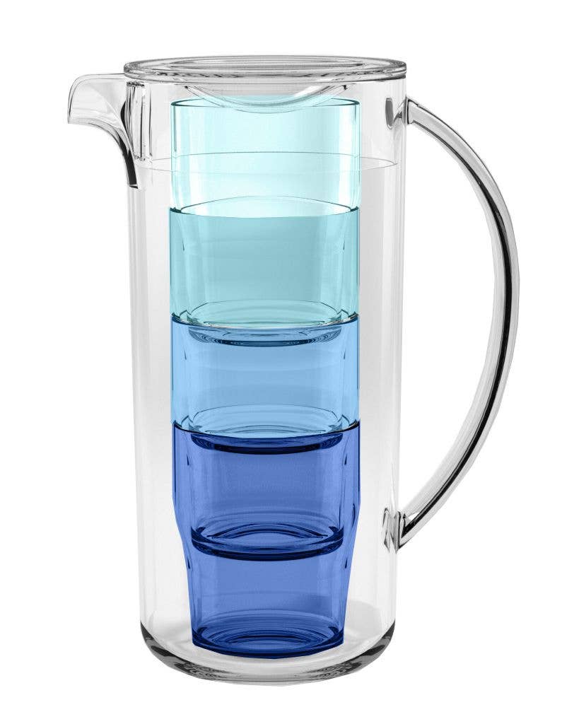 Simple Stacked Nested Pitcher Set with 4 Glasses