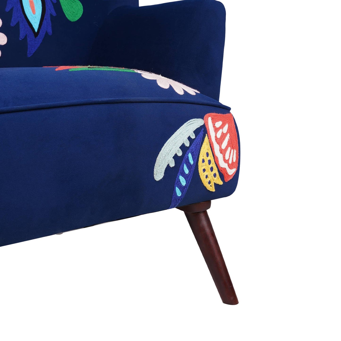 LR Home - Embroidered Velvet Floral Indoor Accent Chair