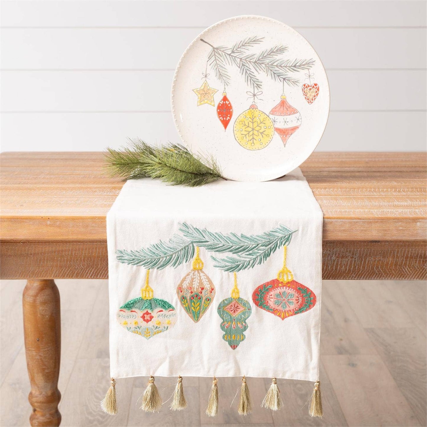 Audrey's Home & Gift - Table Runner - Merry Ornaments Embroidered (Pk/02)