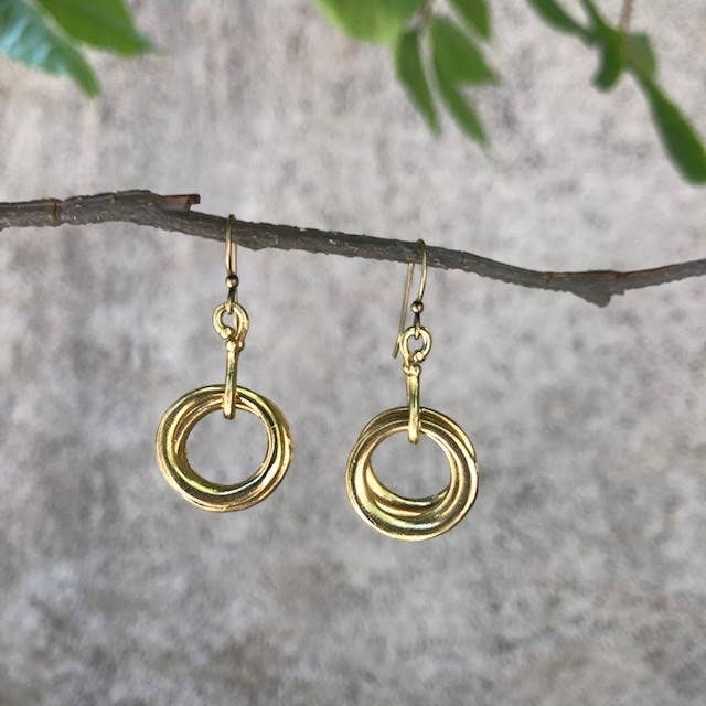 Volare - Triple Loop Drop Earrings: Silver plated brass