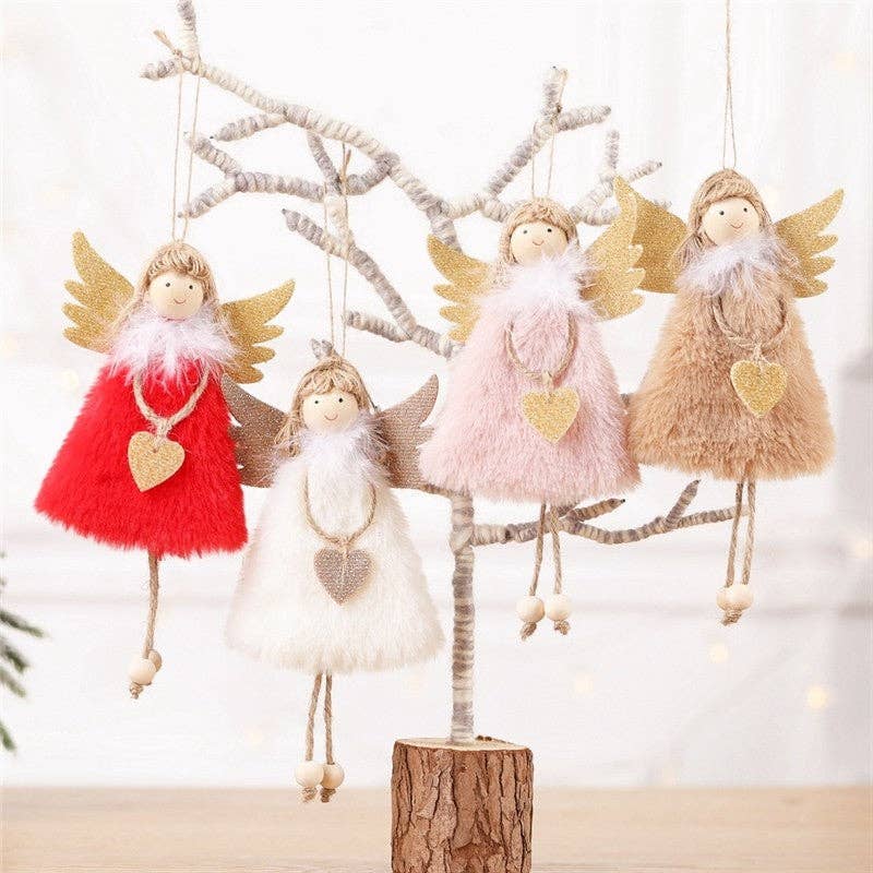 Ekartini - Christmas Plush Angel Girl Ornament: Red