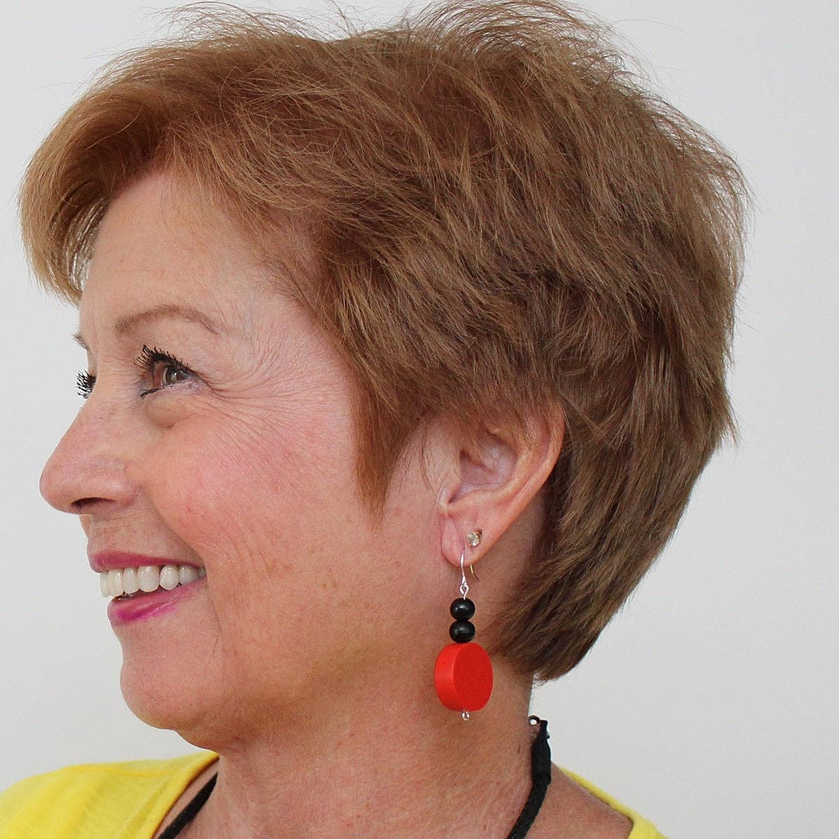 Sylca Designs - Red Round Emery Dangle Earring