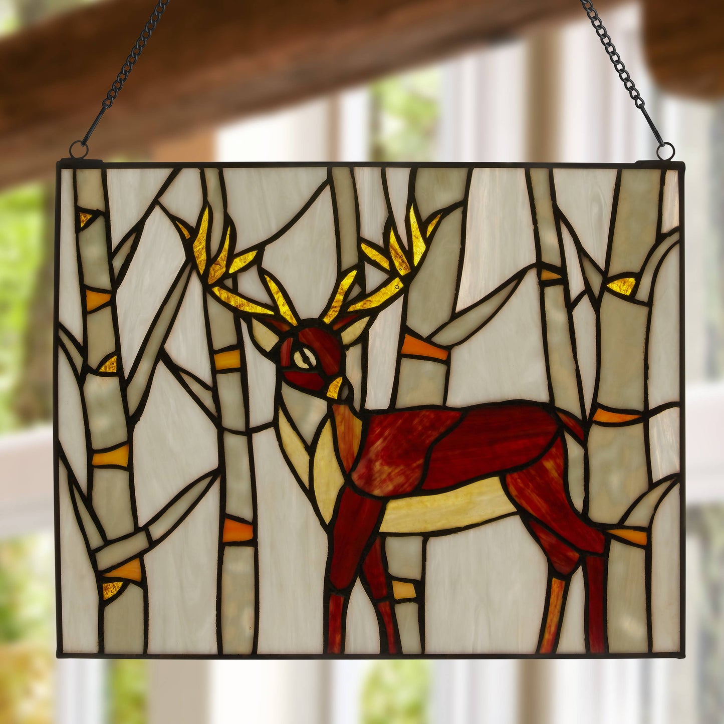 River of Goods - 11"H Majestic Deer Stained Glass Window Panel