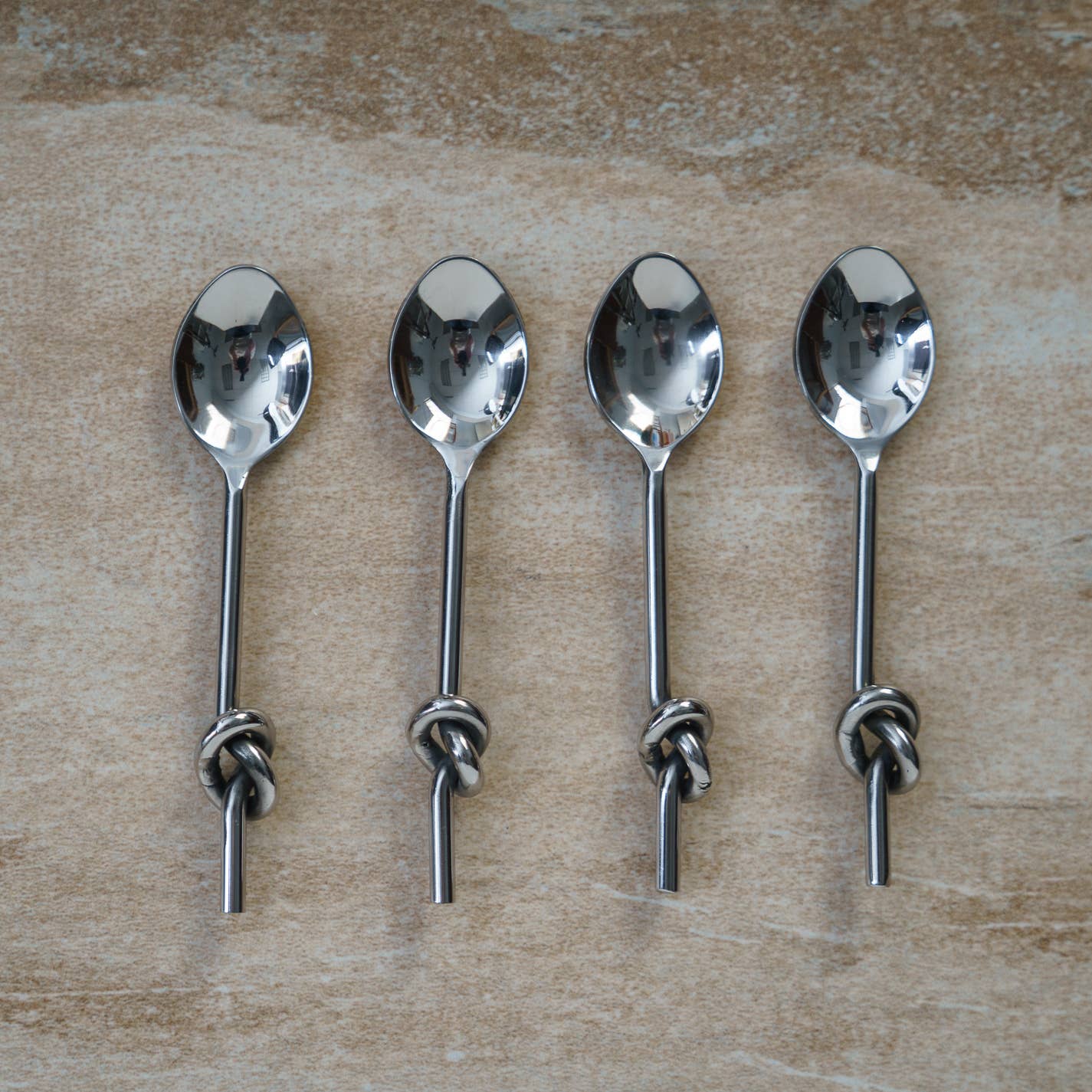 India Handicrafts Inc - 4-Piece SS Knot Handle Spoons