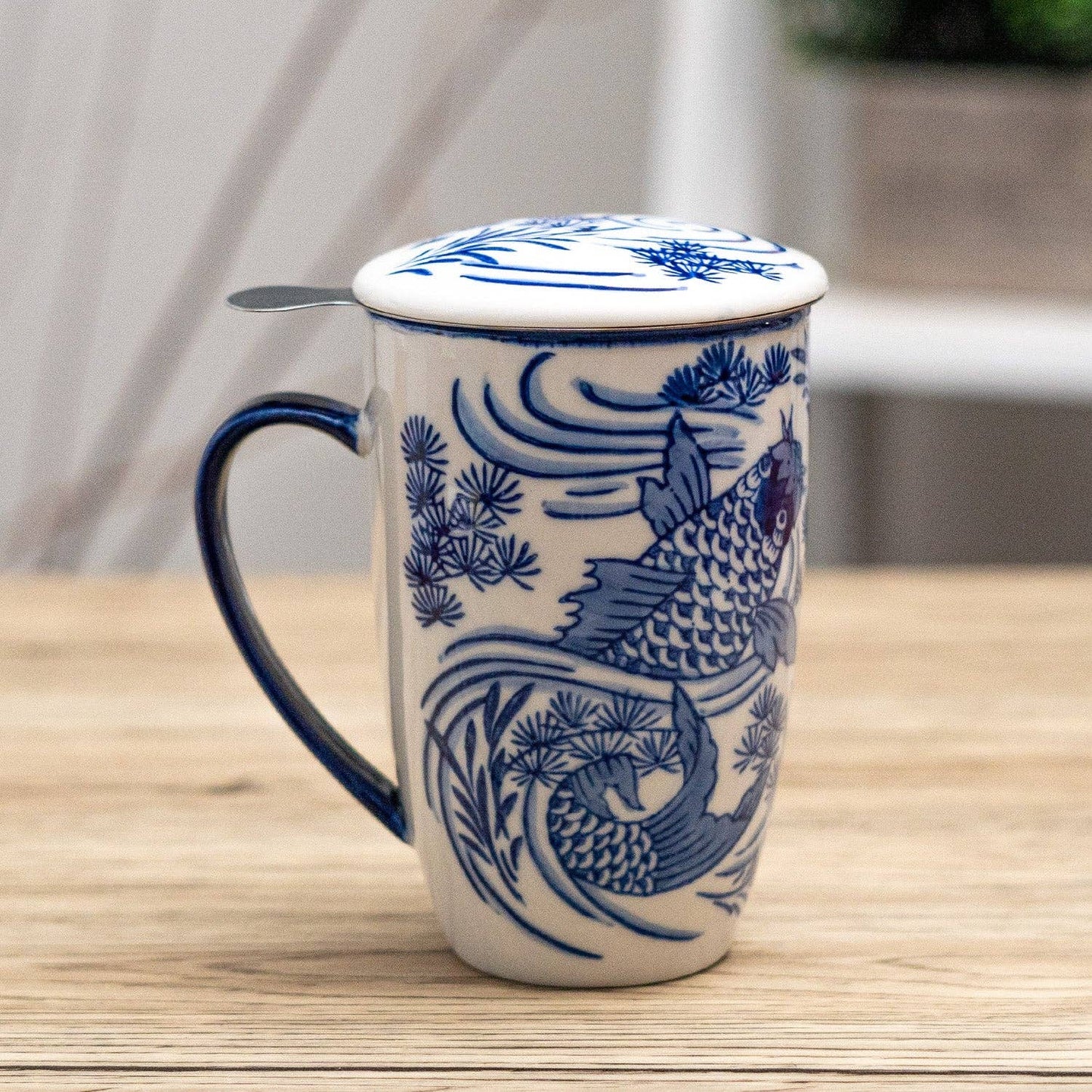 Urban Tokyo - Koi Fish Design 15oz Tea Mugs with Lid and Infuser for Loose Leaf Tea (4/32)