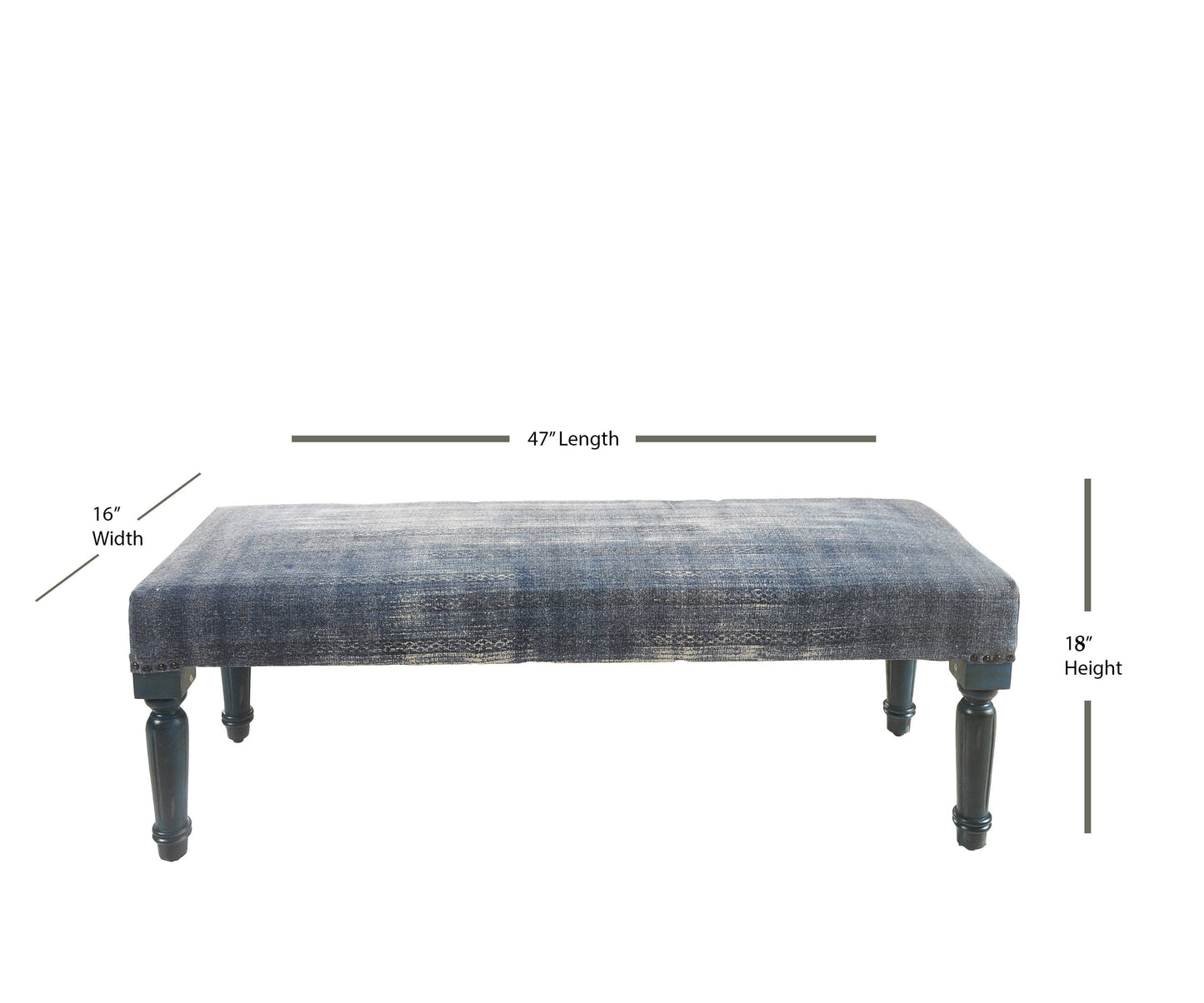 LR Home - Antique Blue Simple Living Indoor Bench: Blue
