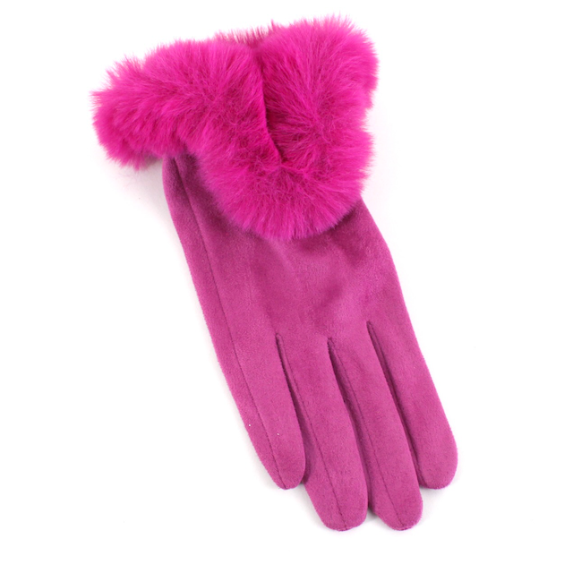 Pretty Persuasions - A24017 Faux Fur Trim Gloves (Velvet-Like): 09 Olive