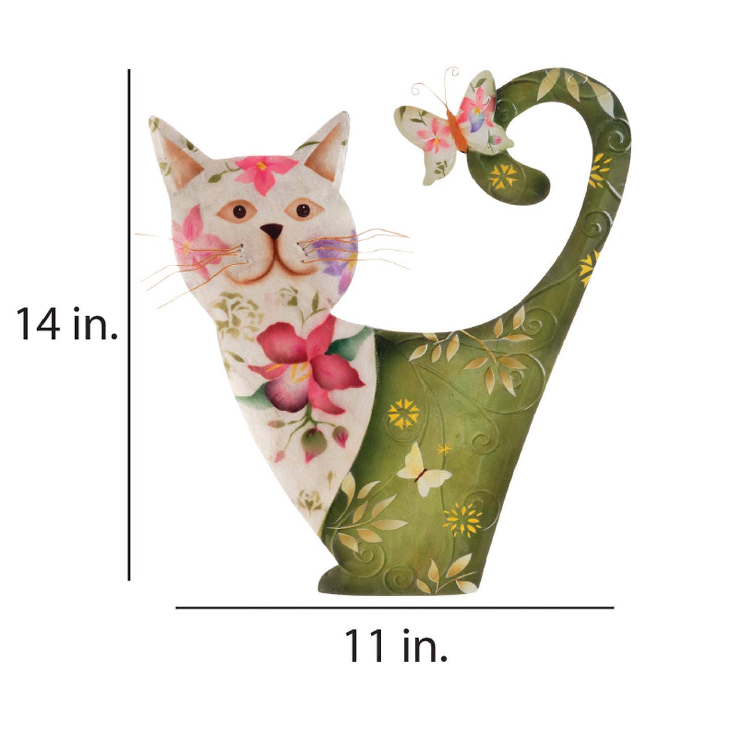 Eangee Home Design - Cat Wall Decor White And Green, Capiz & Metal, Outdoor Safe