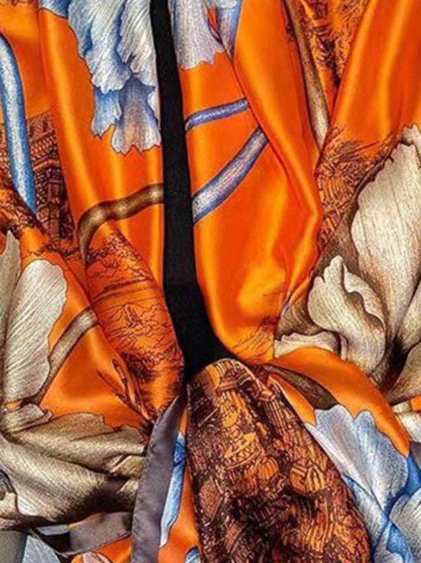 UZ Wholesale Store - Floral Printed Shawl&Scarf: ORANGE / One_size