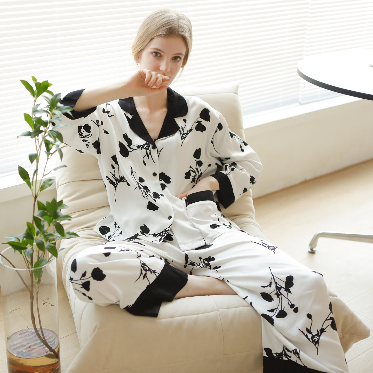 DrifWoo - Women Black & White Loungewear Set for Comfy Women Pajamas: M
