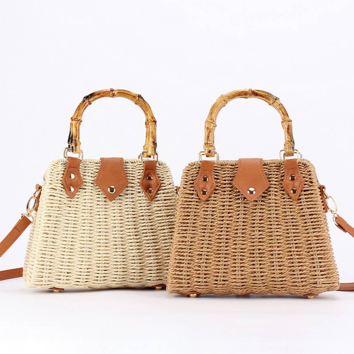 ACCITY - HIGH-END RETRO TEXTURED SHOULDER STRAW BAG_CWAB4694: CAMEL / (OS) 1