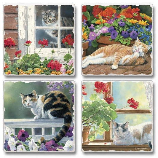 CounterArt/Highland Home/Thirstystone - A Lazy Day Assorted Image Tumbled Tile Coaster 4 Pack