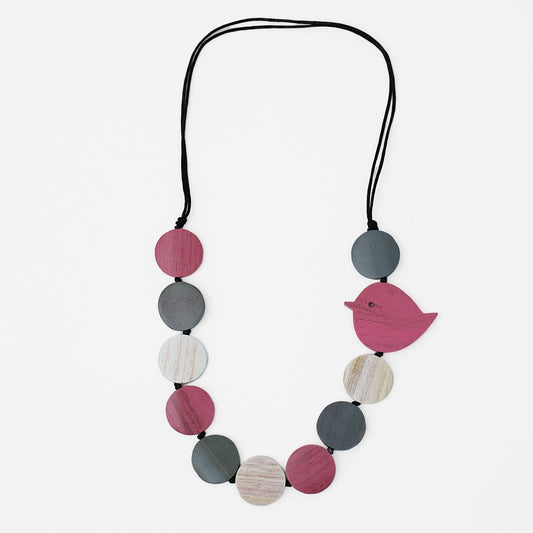 Sylca Designs - Pink Beaded Robin Necklace