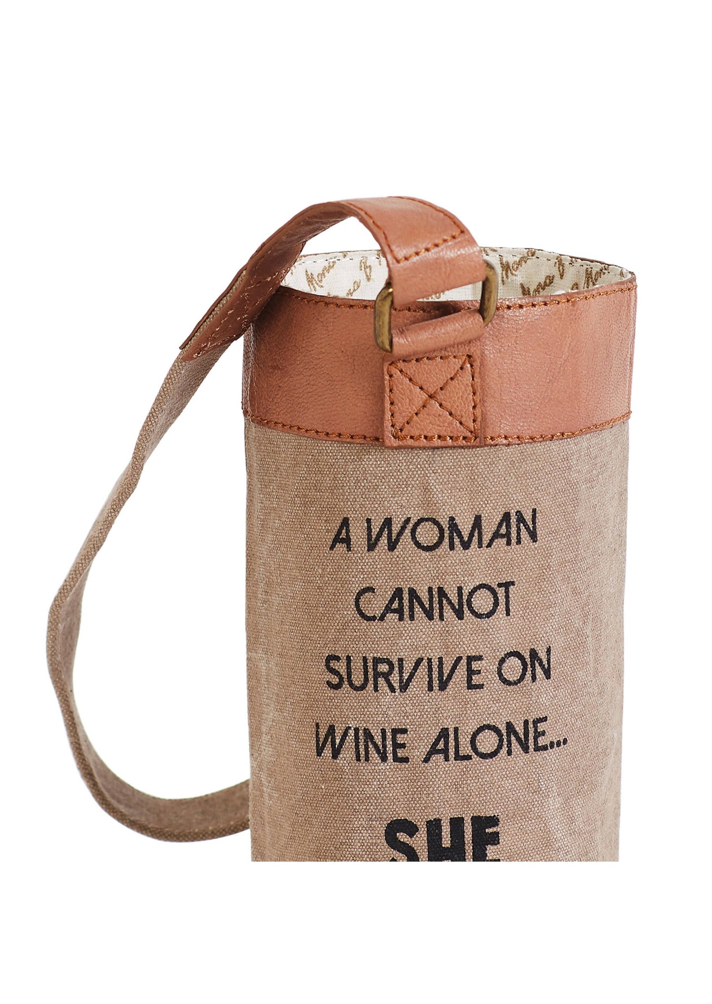 Mona B. - A Girl And Her Dog Up-Cycled Canvas Wine Bag, M-5574