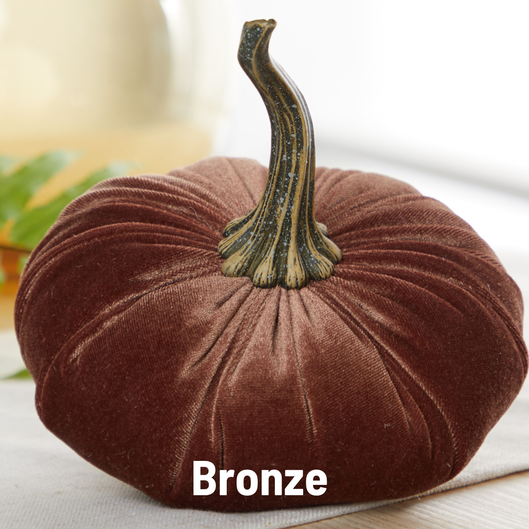 Your Heart's Content - Pumpkin Large Velvet, Fall Decor, Shelf Sitter, Tablescape: Bronze