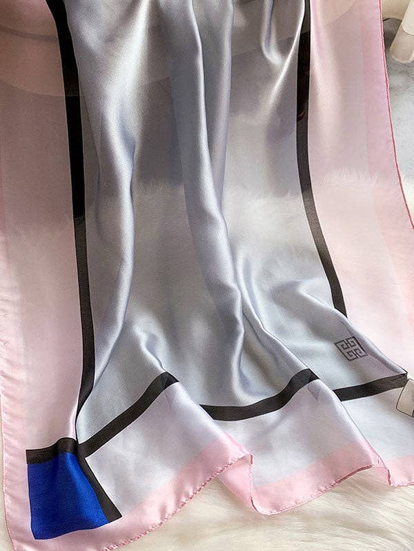 UZ Wholesale Store - Urban Bow-Embellished Printed Contrast Color Shawl: PINK-GRAY / FREE SIZE