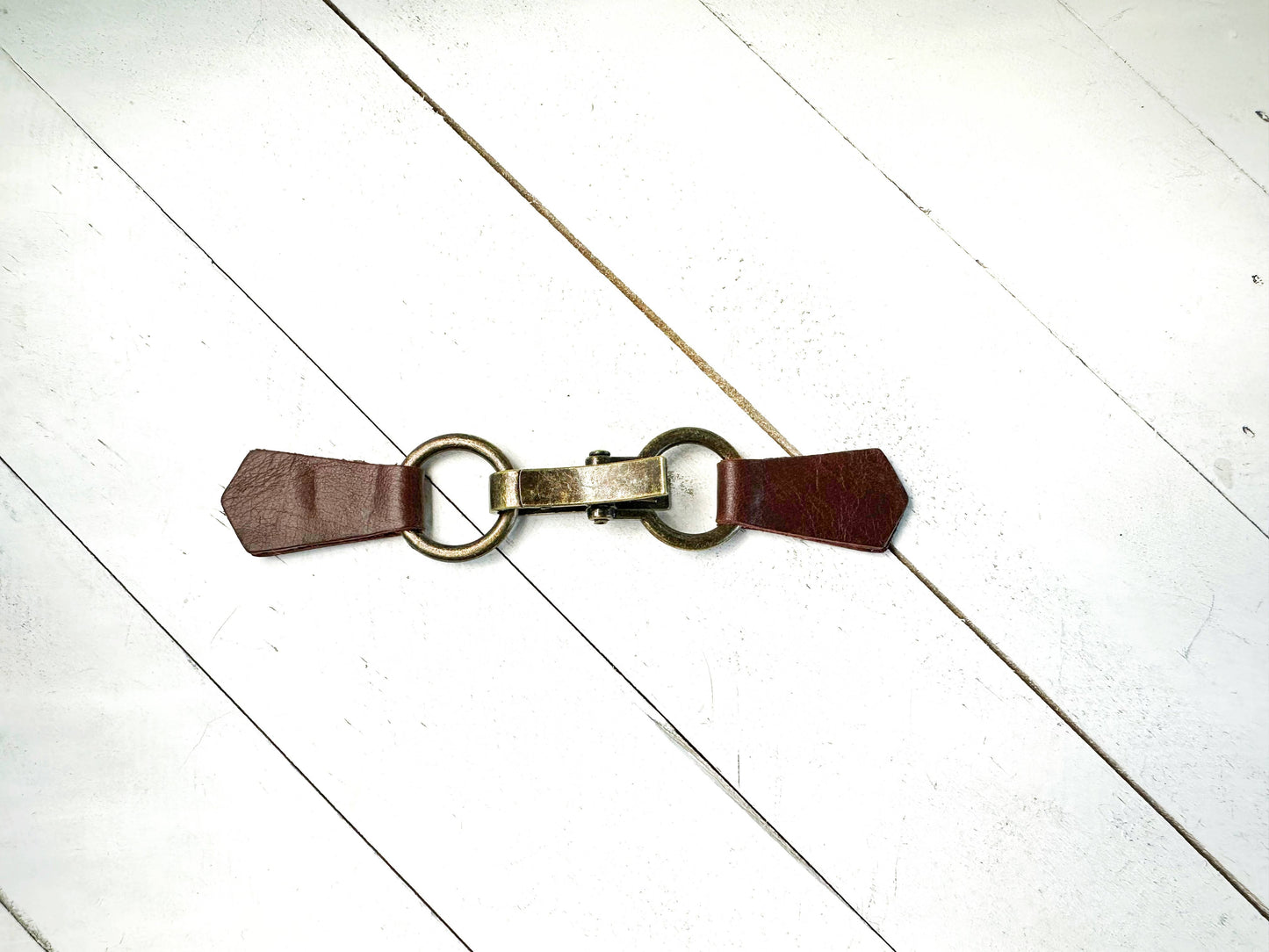 KardiKlips - Bronze Buckle & Dark Brown Leather Cinch Clip for Clothing