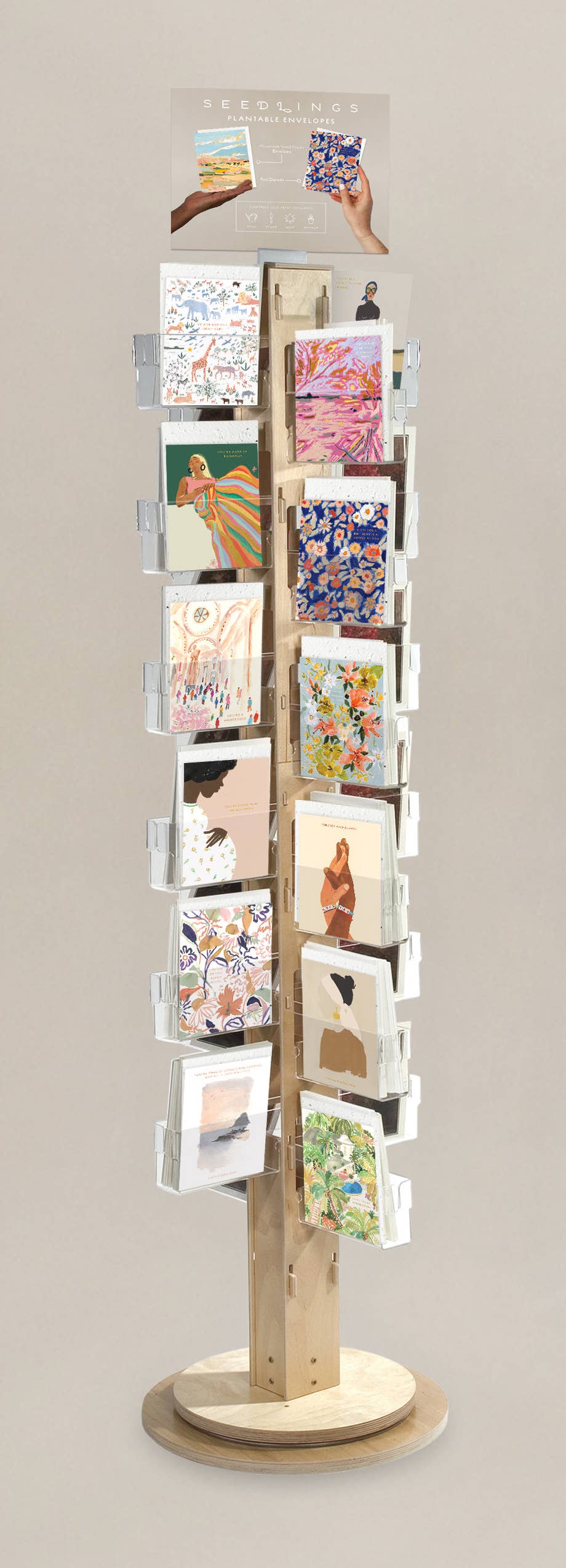 Seedlings - Seedlings Greeting Card 48 Pocket Floor Spinner Rack