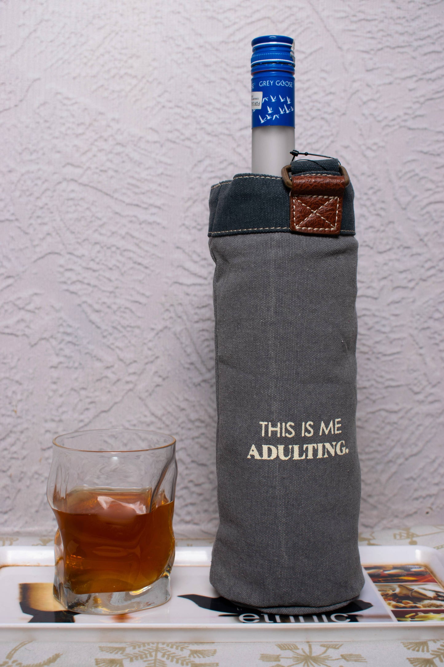 Mona B. - This is Adulting Up-Cycled Canvas Wine Tote Bag