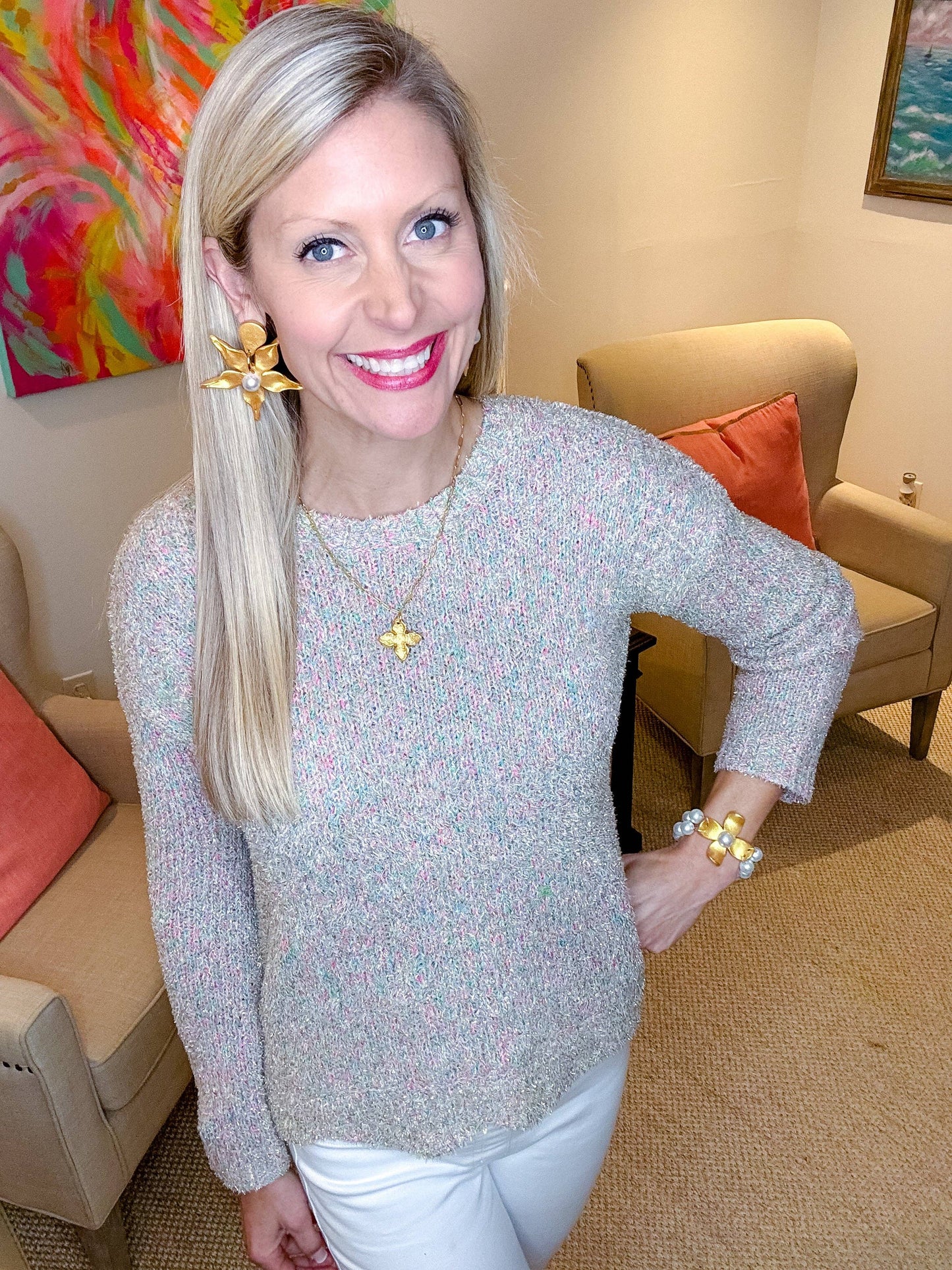 Hidden Truth Jewelry - Stargazer Lily & Pearl Dangles