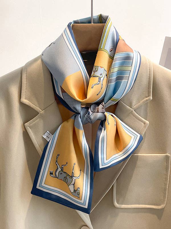 UZ Wholesale Store - Animal Printed Striped Scarf: BLUE / One_size