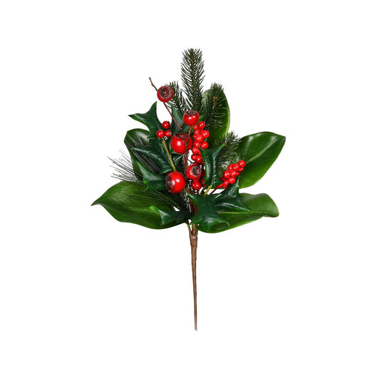 Mills Floral Company - Magnolia & Red Berry Pick - 17 Inch