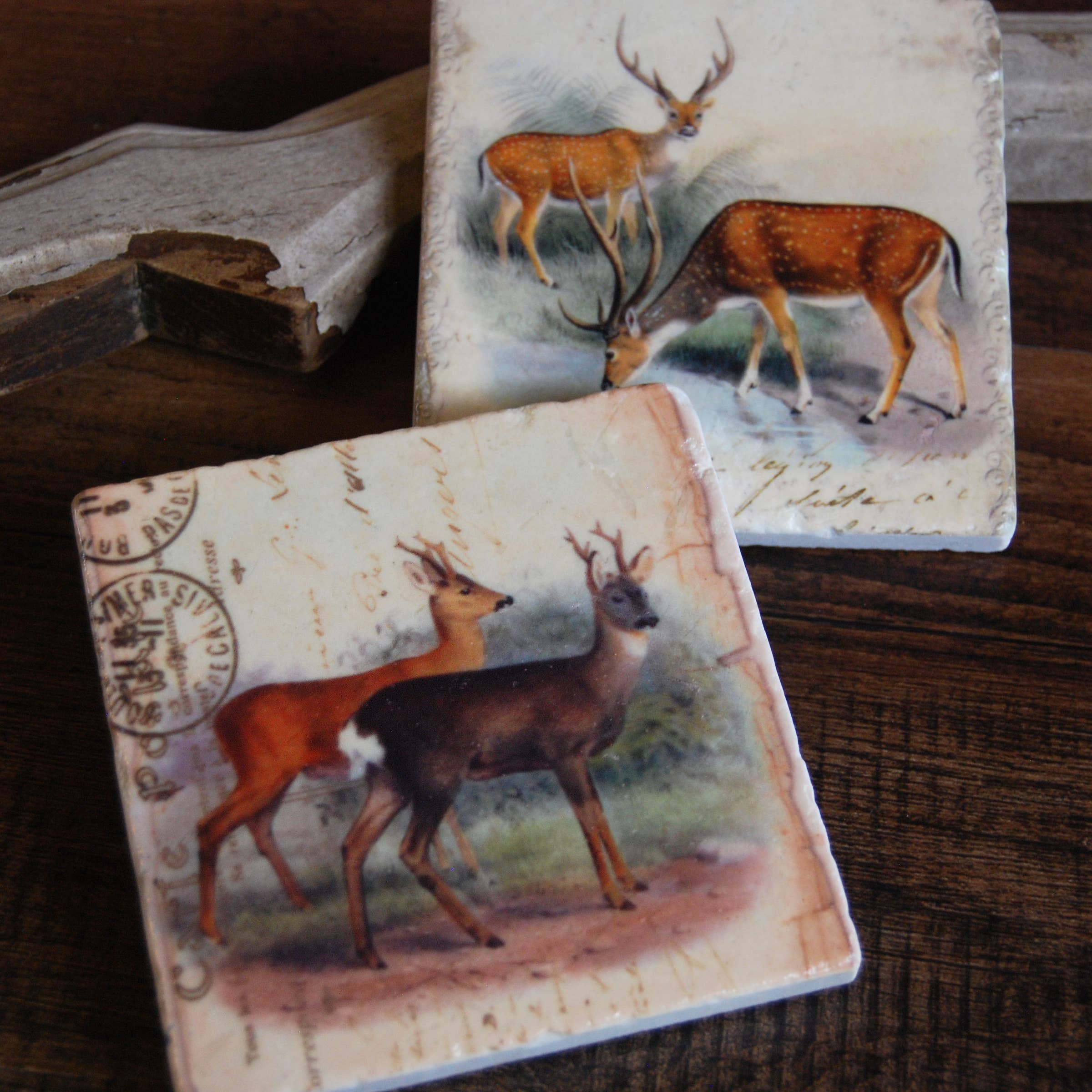 The Painted Lily - Vintage Deer Stone Coasters - Thumbnail 4