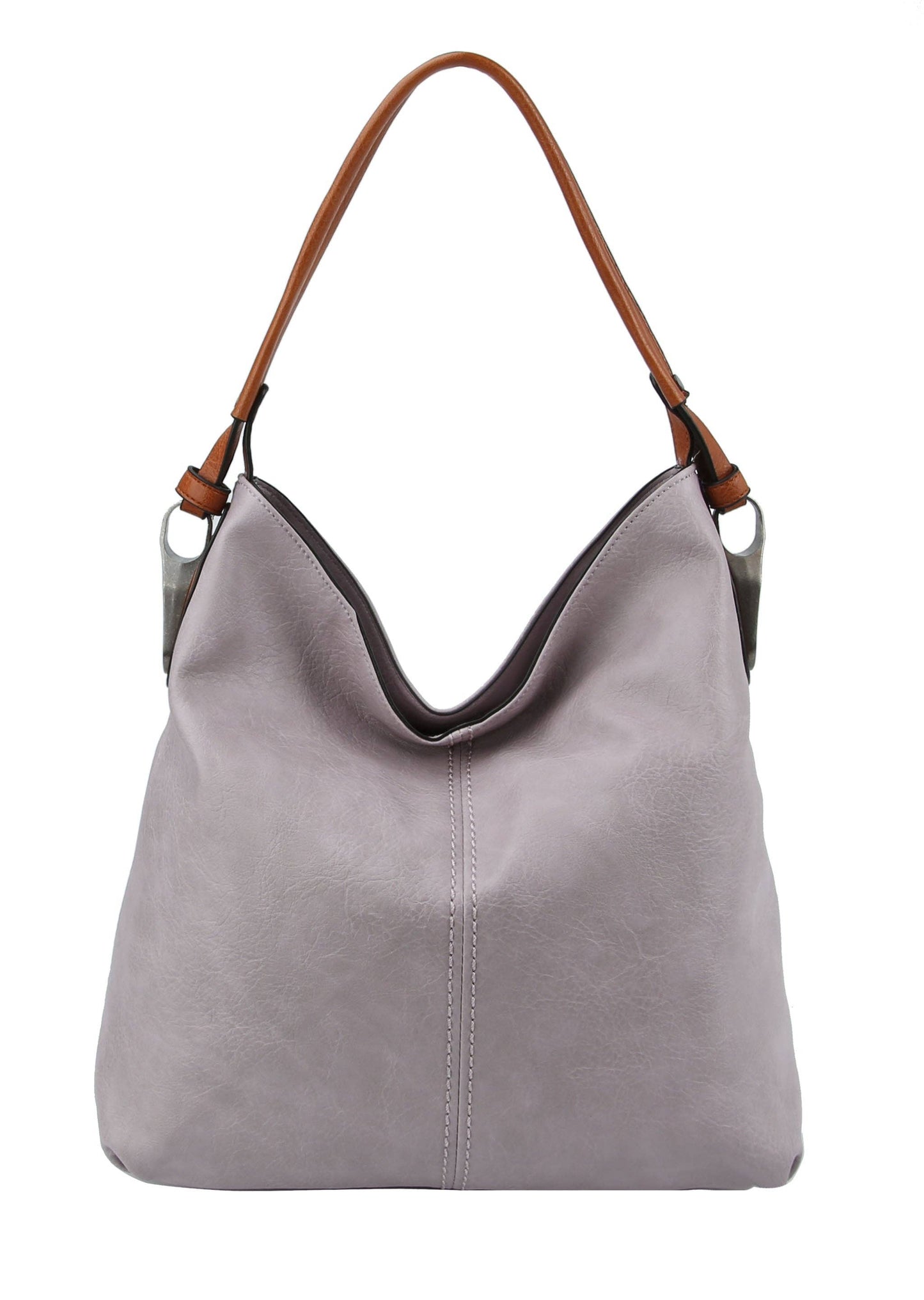 MiMi Wholesale - LHL001-2 Side Metal Accent Hobo Bag: Blush