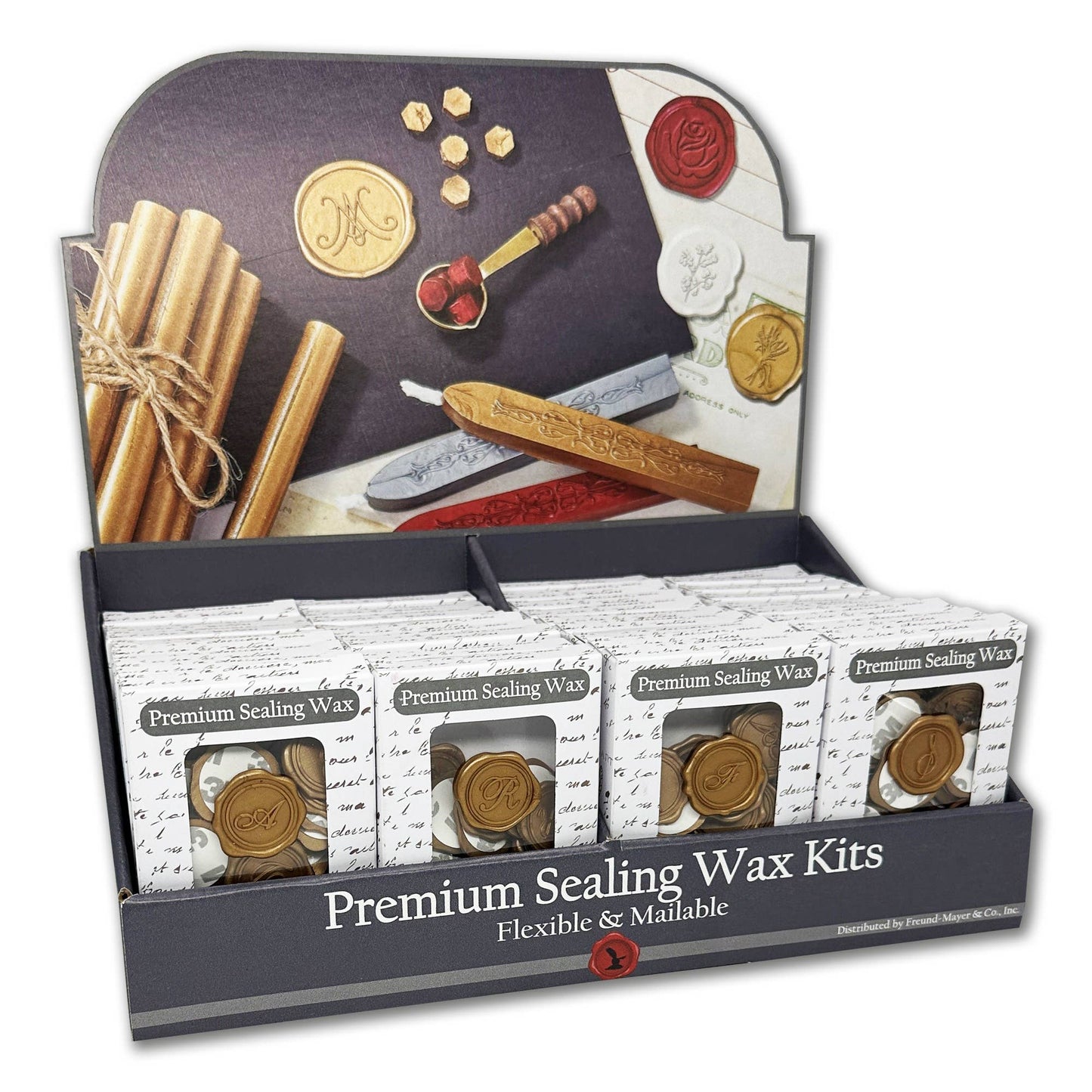 Freund Mayer & Co. - Adhesive Wax Seal Sticker Pre-Assortment in Compact Display: Top Selling Initials