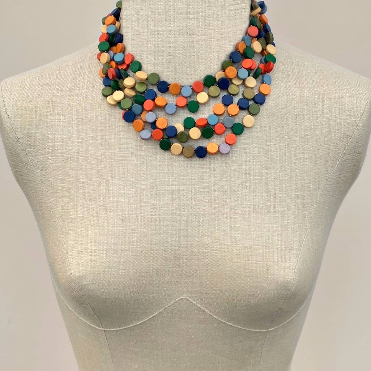 Katie and Company - Ada vibrant colored wood bead necklace