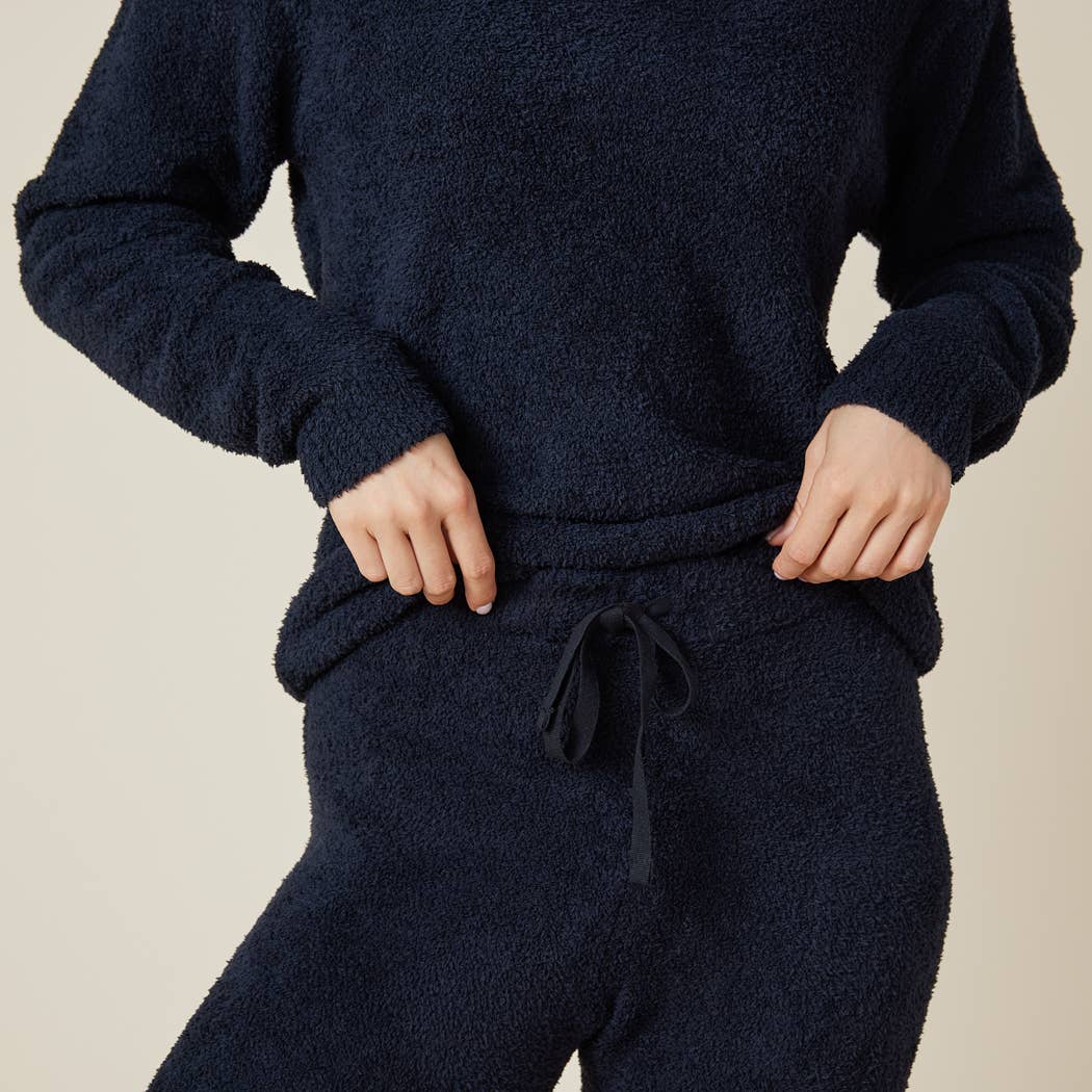 Softies - Solid Marshmallow V-Neck Lounge Set: Black / M