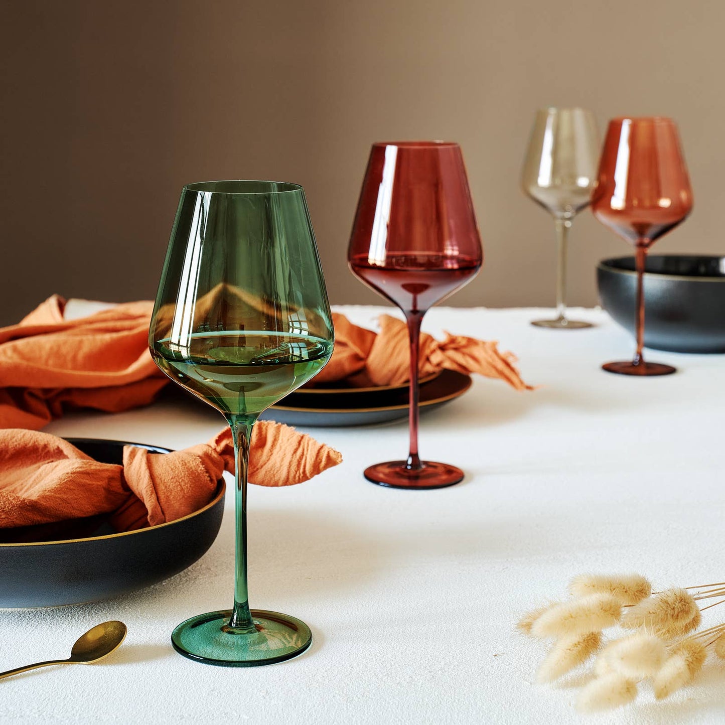 The Wine Savant /  Khen Glassware - Colored Crystal Wine Glasses Set of 6, Large 18oz Glassware