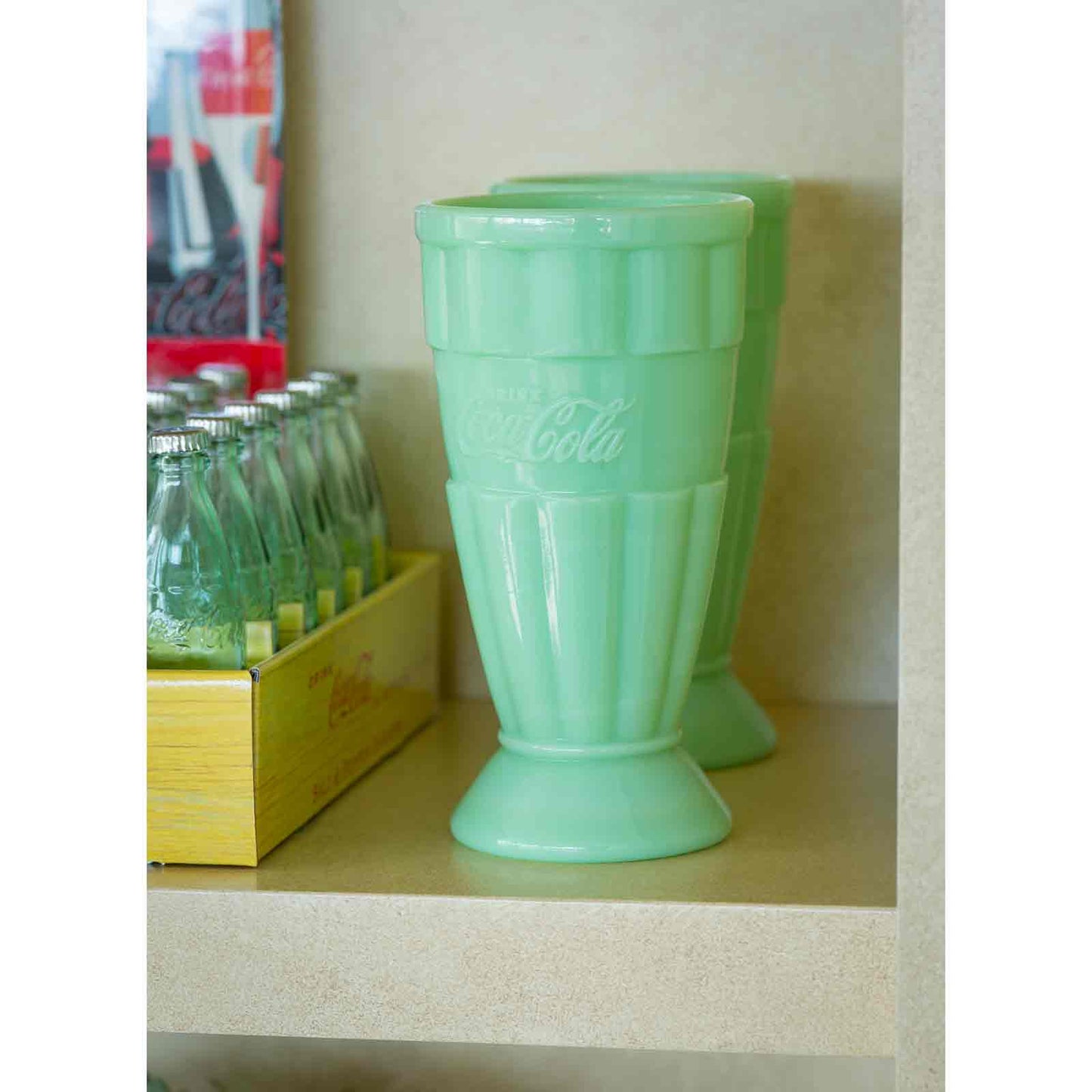 TableCraft Products Company - Coca-Cola Jadeite Malt Cup, 16 oz, Set of 2