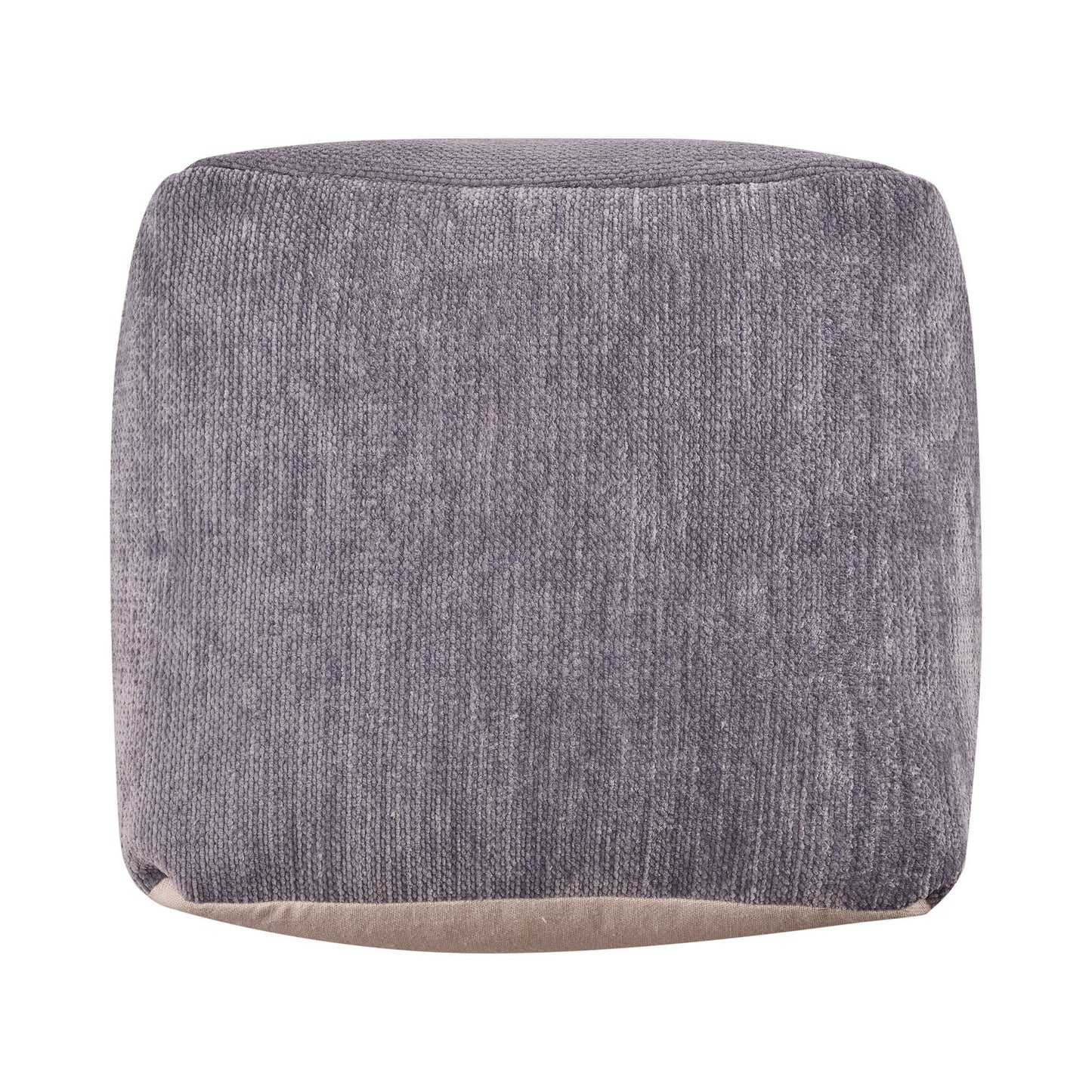 LR Home - Yaar Transitional Solid Chenille Indoor Pouf: Navy