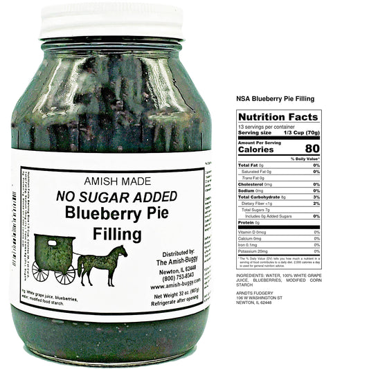 Arndt's Fudgery LLC - Amish Pie Filling - 32 Oz Jar: No Sugar Added Blueberry